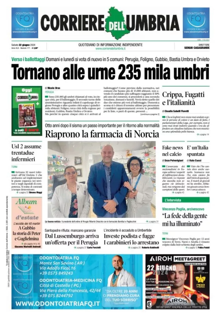 Prima-pagina-corriere umbria-del-2024-06-22